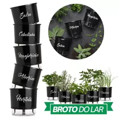 Vaso Autoirrigavel nº03 Gourmet Preto P/ Tempero Salsa Cebolinha Manjericão Alecrim Hortelã Orégano Vasos Auto Irrigável
