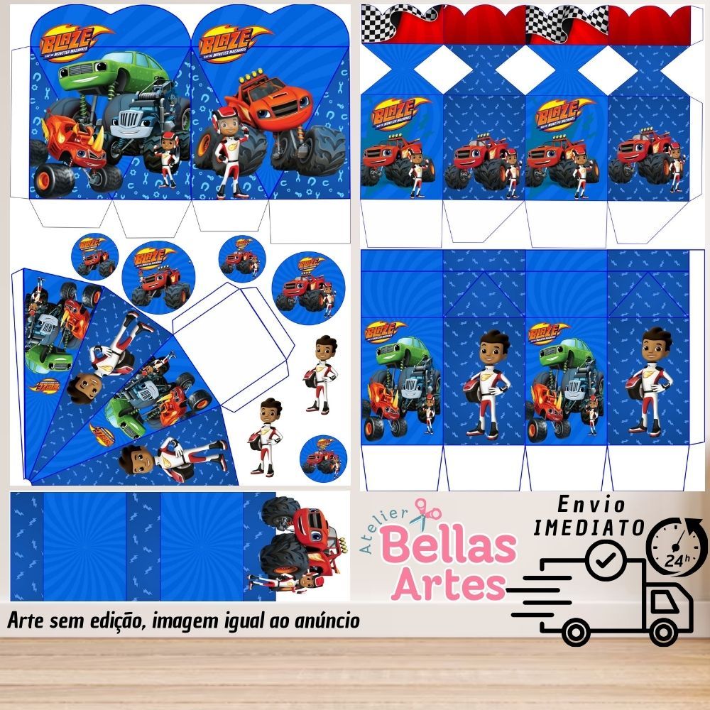 KIT LEMBRANCINHAS BLAZE E OS MONSTER MACHINE COM 80/160 ITENS (sem nome) - ENVIO 24H em Oferta na Shopee