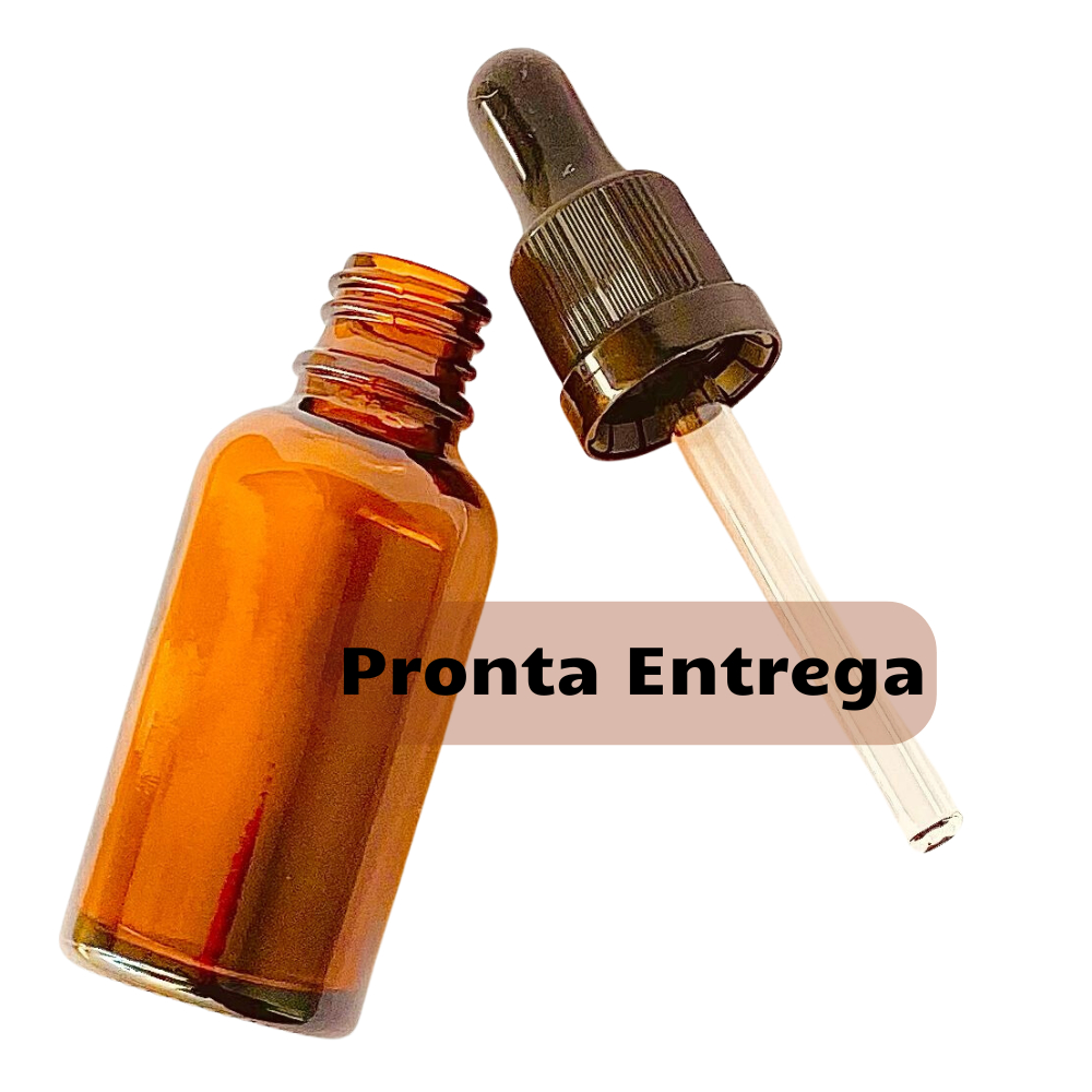 Frascos Conta Gotas 30ml Vidro Âmbar (20 Unidades) E Tampa Com Lacre Preta