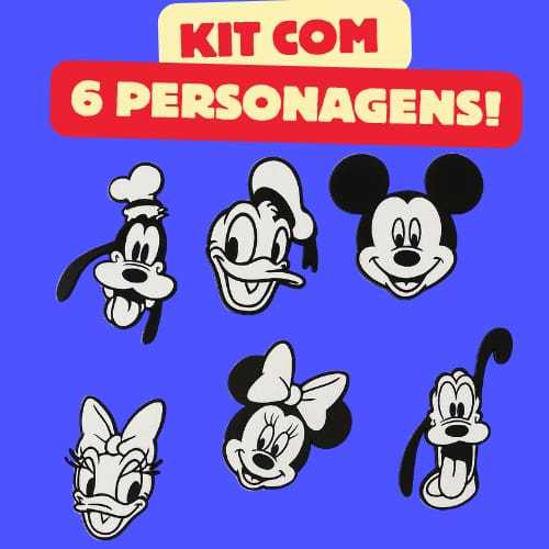 Ímãs de Geladeira Disney turma do Mickey e Minnie  - Kit com 06 unidades , quadro magnetico