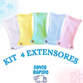 Kit 4 Extensor Ou Alongador De Body Bebê 2 Botões Menino Menina Tecido Algodão em Oferta na Shopee