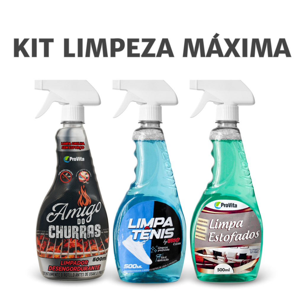 Kit Limpeza Domestica Desengordurante Amigo Do Churras - Limpa Tênis - Limpa Estofados Pro...