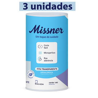 Fita Transparente Microperfurada 10cm x 4,5m - 3 unidades - Missner em Oferta na Shopee