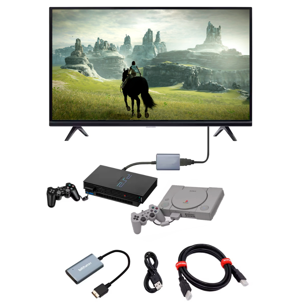 Cabo Hdmi Ps1 e Ps2 Melhora Imagem Playstation 1 e 2 Play 1 e 2 Full Hd Bitfunx Adaptador Original