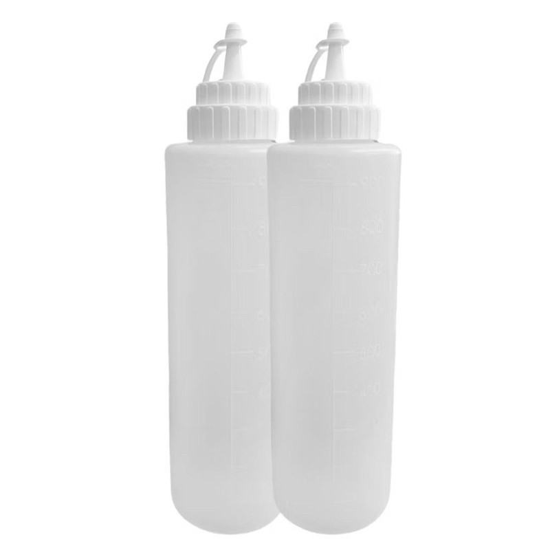 Kit 2 Bisnagas Grandes 1 Litro Para Molhos Panqueca com Tampa Plastica