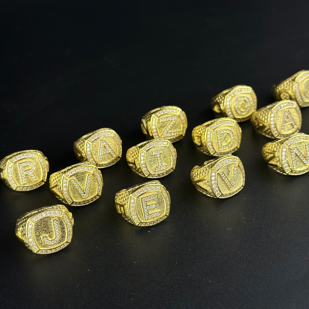 Dedeira Letra Inicial Nome Moeda Antiga Ajustável no Dedo Anel Alfabeto Masculino Idêntico Ouro 18k em Oferta na Shopee