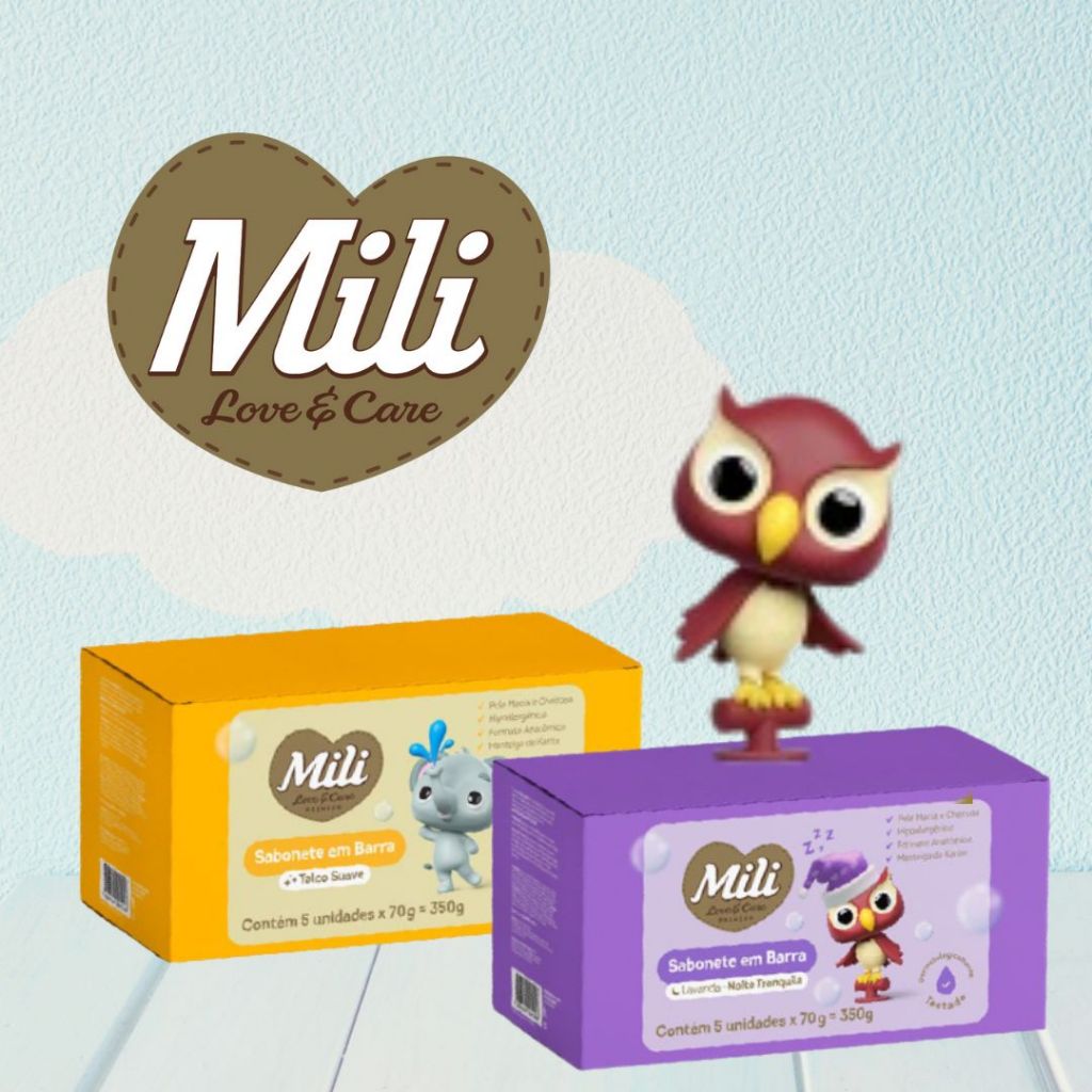 Kit 5 Sabonetes em Barra Mili Love & Care 70g Cada | Hidratação | Perfume Suave | Hipoalêrgenico
