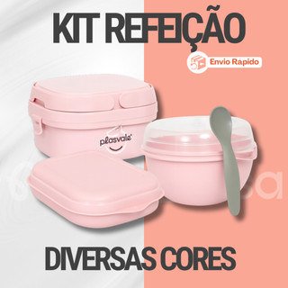 KIT LANCHE 3 POTES INFANTIL - 1 MARMITA com Alça e 1 Bowl com colher e 1 Sanduicheira Refeição Completa