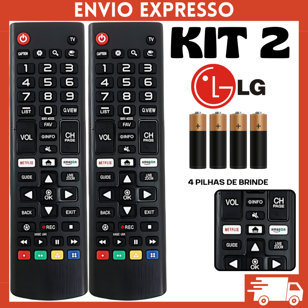 Controle Remoto Compatível LG Smart TV 4K LED LCD Tamanhos 24 a 65 Polegadas