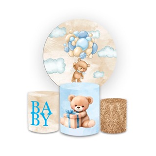 Kit Capas Painel Sublimado Tema Chá de Bebê Festa + Trio de Capas de Cilindros em Oferta na Shopee