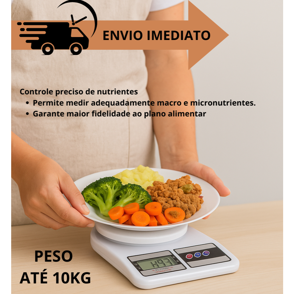 Balança Digital De Cozinha Com Precisão de 1g a 10Kg Função Tare