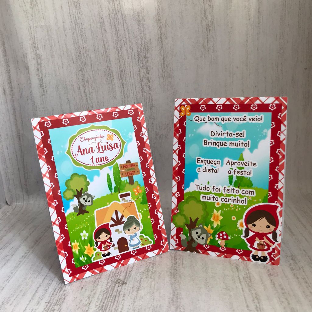 Plaquinha de agradecimento Chapeuzinho Vermelho Personalizado com Nome |Festa Infantil Chá Aniversário Decoração