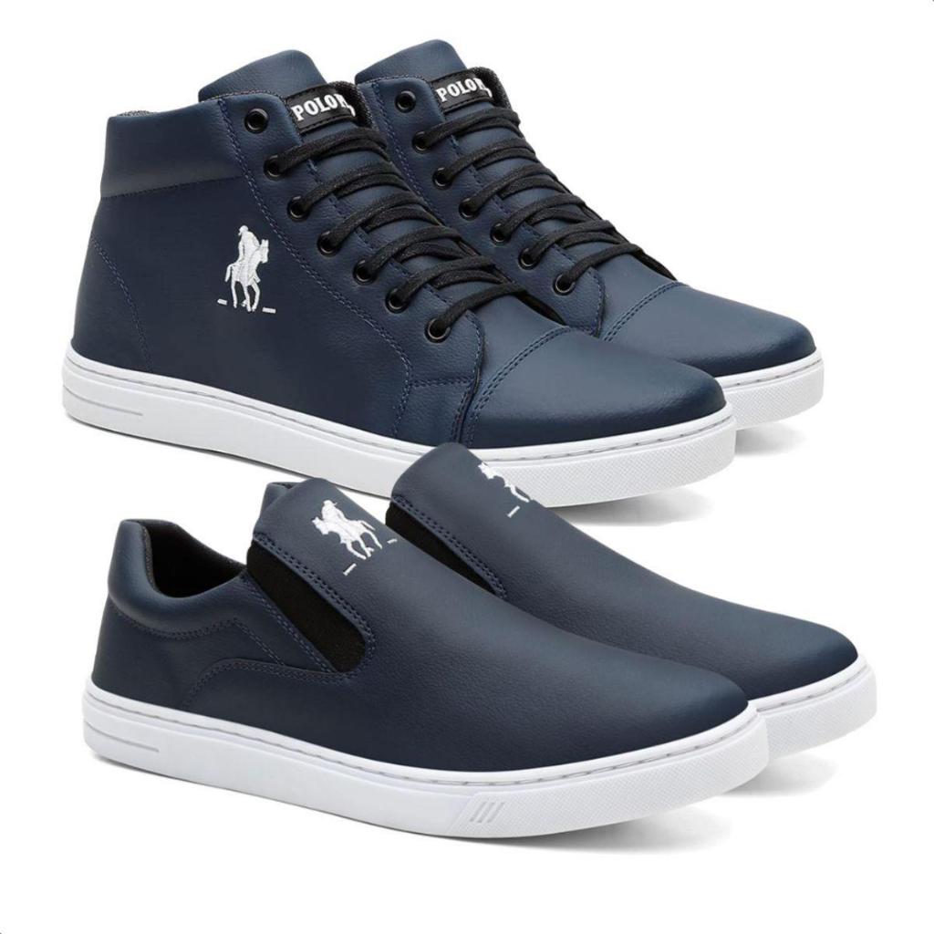 Kit 2 Tênis Polo Plus Masculino Cano Alto + Tênis Slip On