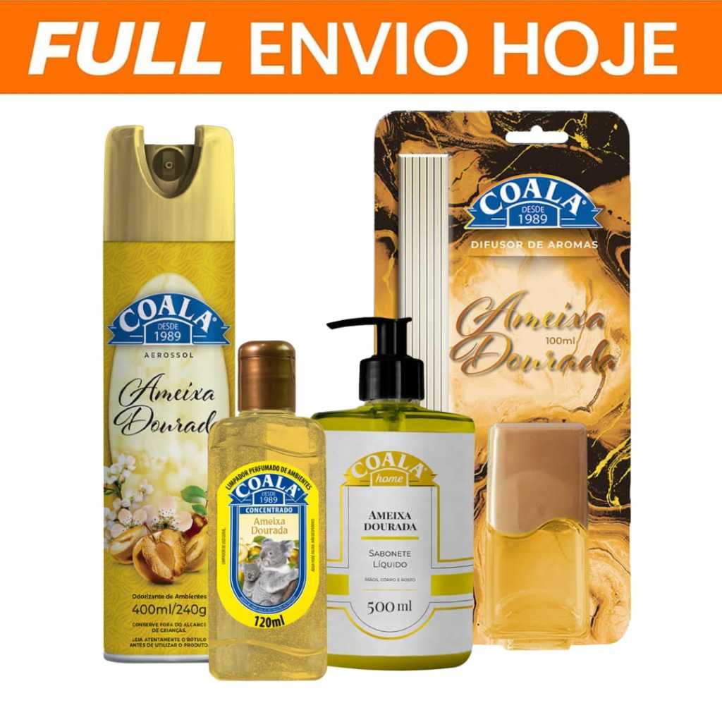 Kit Coala Ameixa Dourada Difusor Aerossol Limpador Perfumado Sabonete Líquido Casa