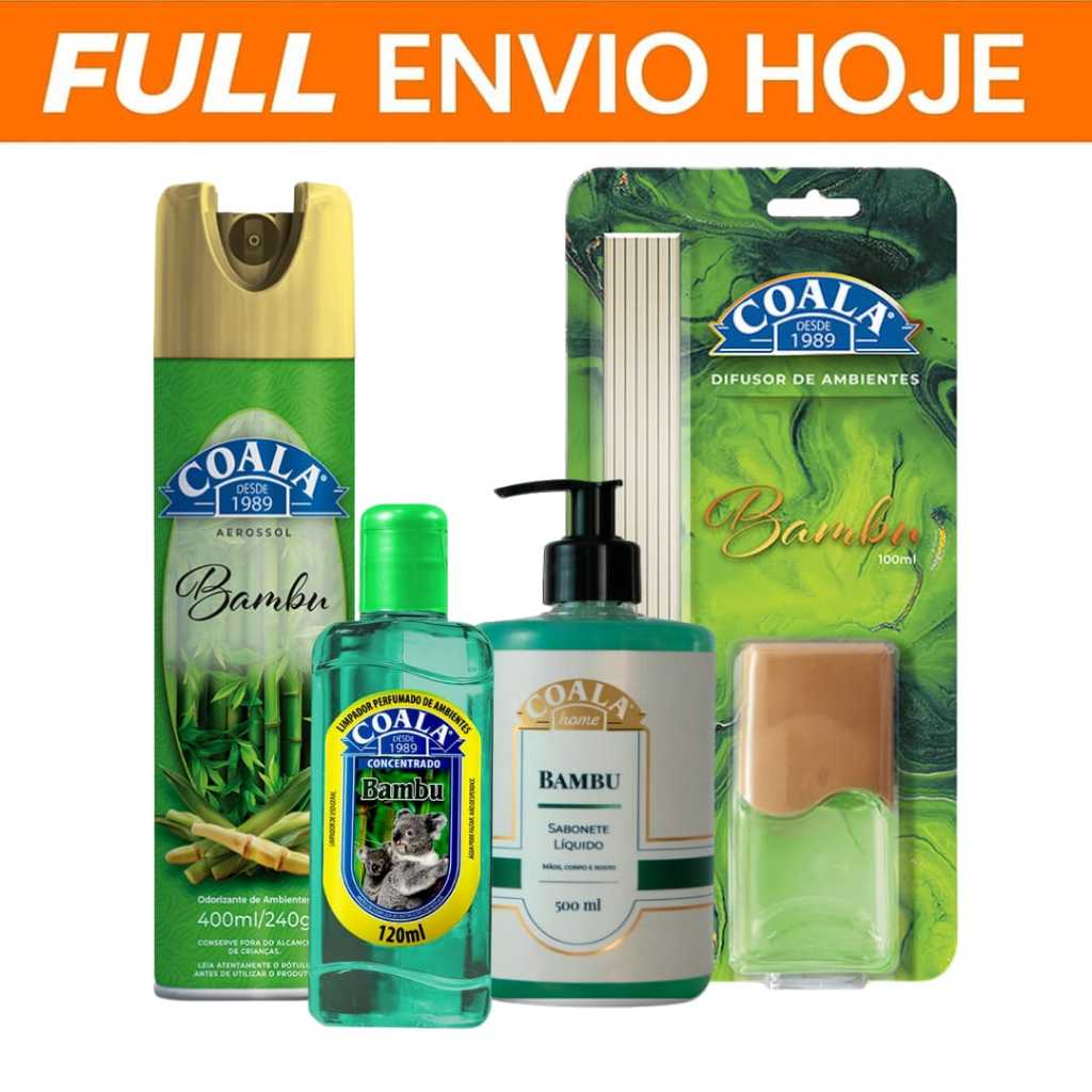 Coala Kit Completo Bambu Aromatizador de Ambientes Spray Limpador Sabonete