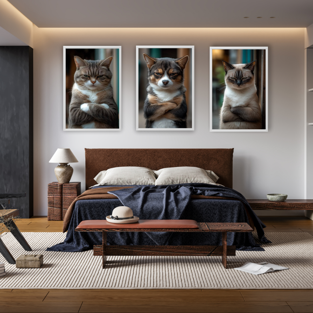 Quadro Decorativo Gato Bravo Pet Shop Cat Cachorro Decoração Parede Quarto Sala -Sem Moldura-