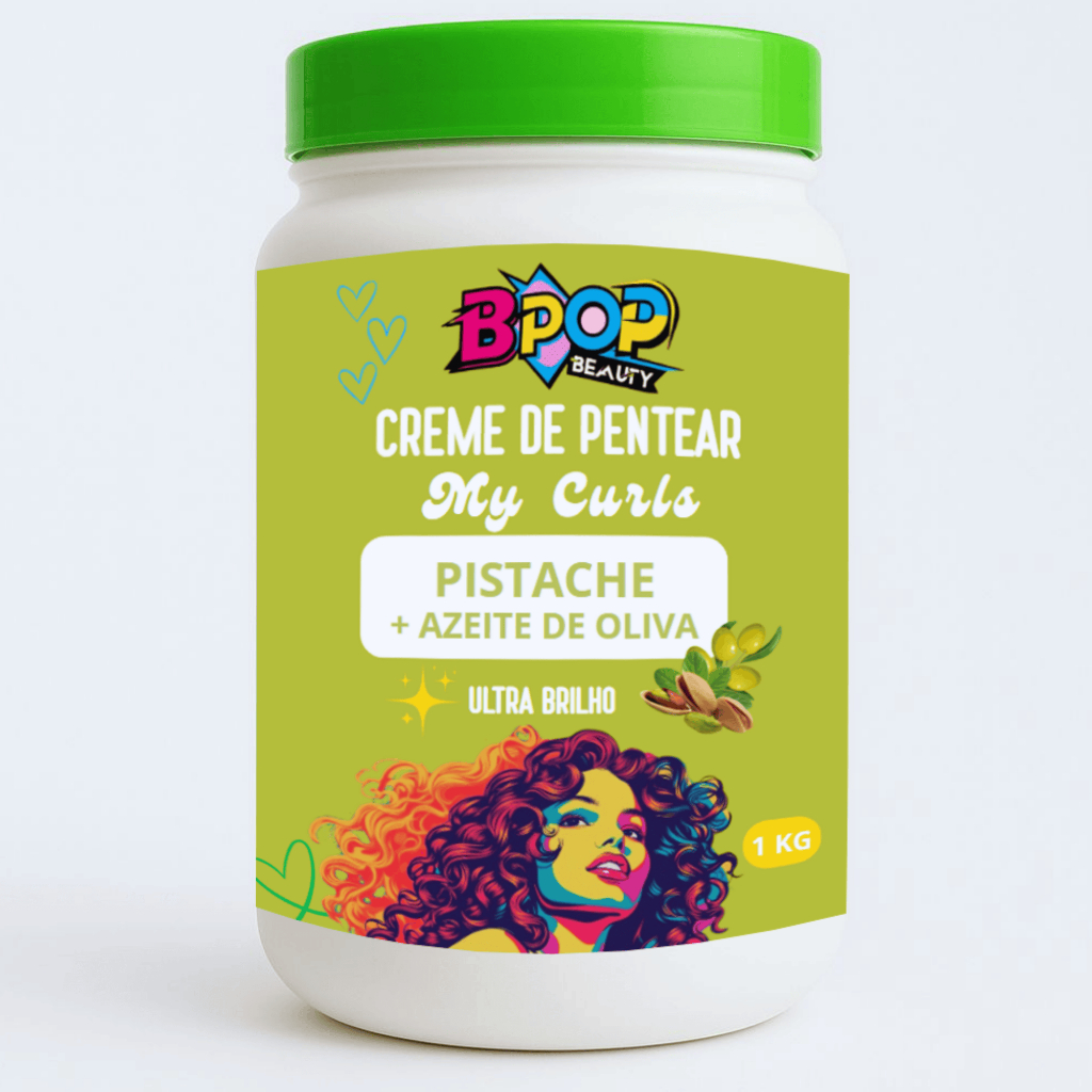 Creme de Pentear Para Cachos Definidos e Brilho Pistache Azeite de Oliva Ultra Brilho My Curls BPOP