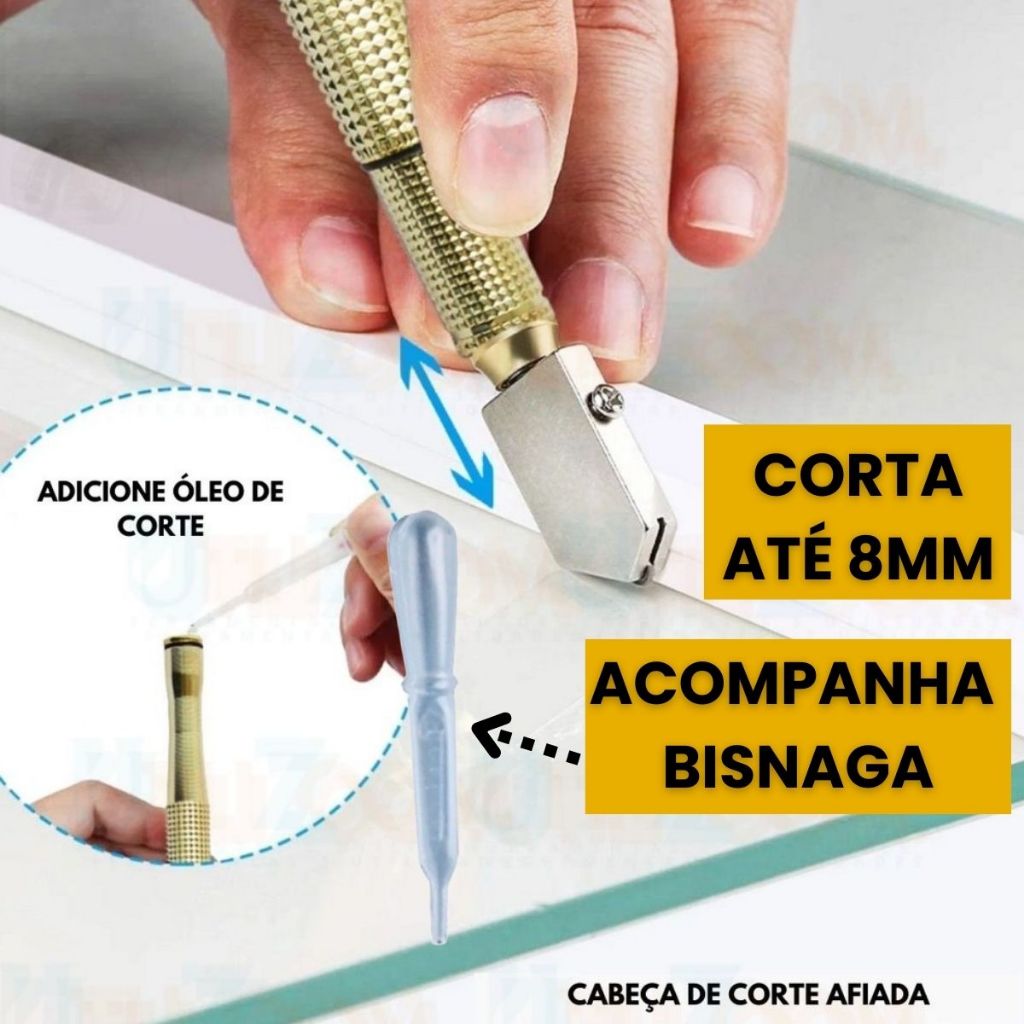 Cortador Vidro Espelho Profissional Ferramenta Cortar Vidro Com Reservatório