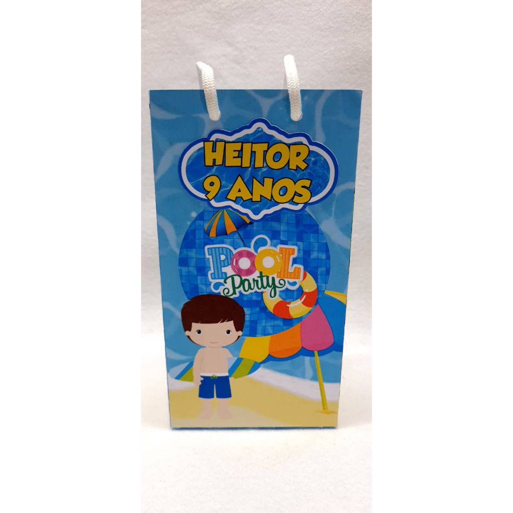 Sacolinha Personalizada - Pool Party Praia AZUL| Prontas para Montar | Envio Rápido | Lembrancinhas