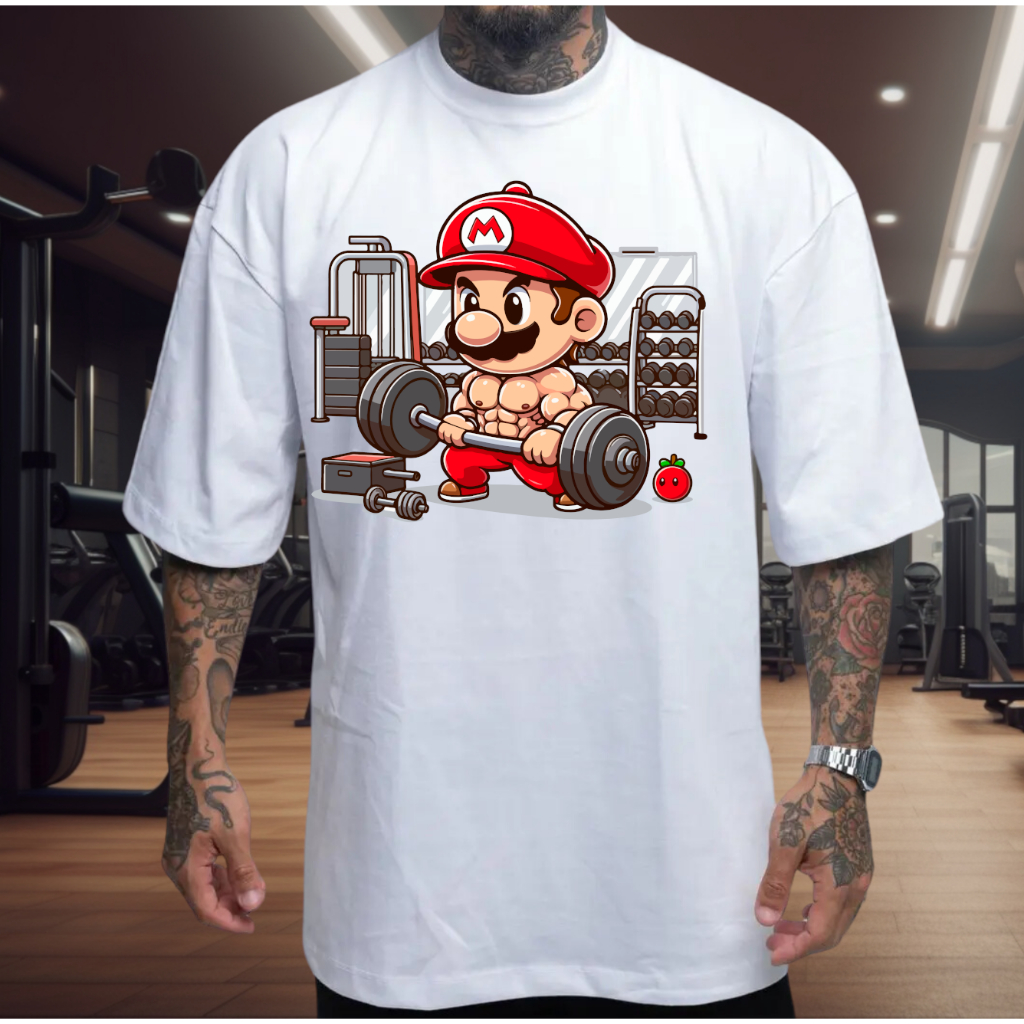 Camiseta Oversized Masculina Super Mario & Luigi Diversas Estampas Academia Fitness 100% Algodão