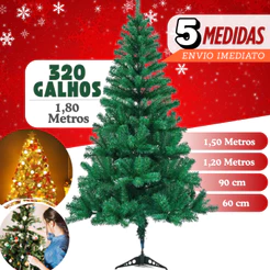 Arvore Natal Grande Pinheiro Decoração Natal 120cm 150cm 180cm 210cm Até 450Galhos Verde/Nevada
