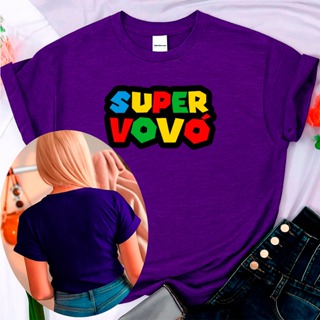 Camiseta Feminina T Shirt Algodão Casual Super Vovó Game Jogo Old Mario Familia em Oferta na Shopee