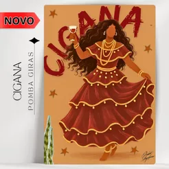 Quadro Decorativo Cigana- Coleção Giz Pastel - Umbanda/Candomblé - Envio Imediato