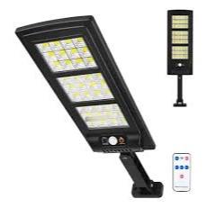 Luminária Led 300W 180cob Solar Refletore Poste Rua Sensor Controle Com 3 Funções