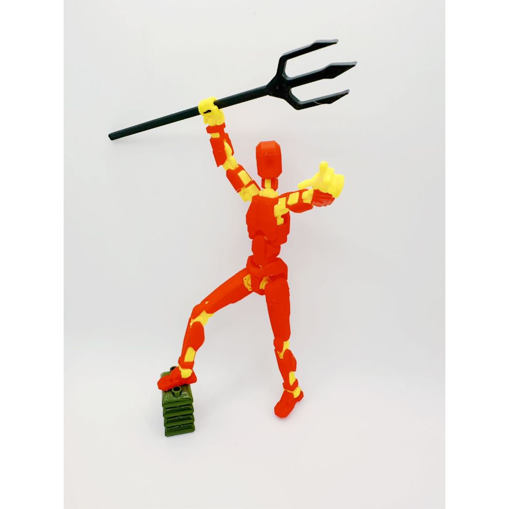 Boneco de Ação Dummy 13 Vermelho E Amarelo com duas espadas grandes -  Brinquedo Articulado 3D