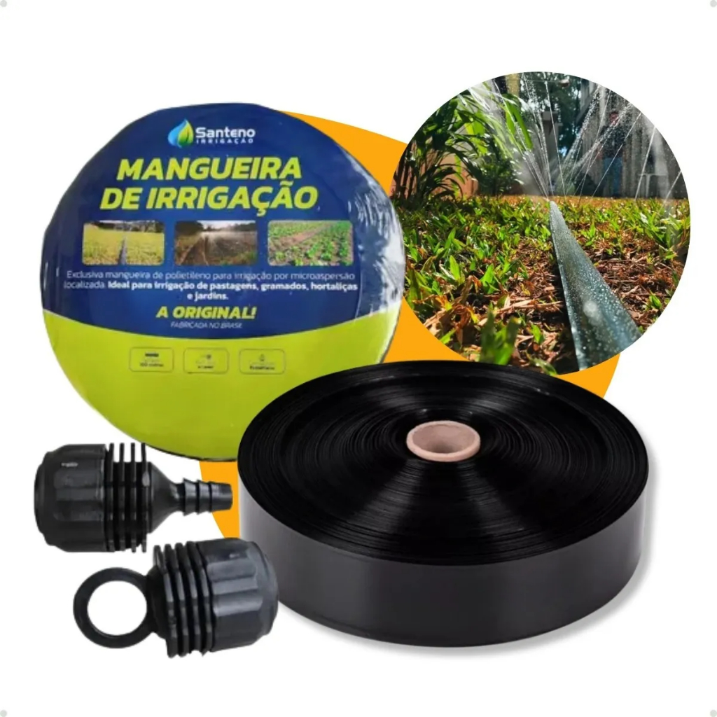 Kit Mangueira Irrigação Santeno Tipo 1 Ou 2 100m + Conexões Horta Gramado Frutas