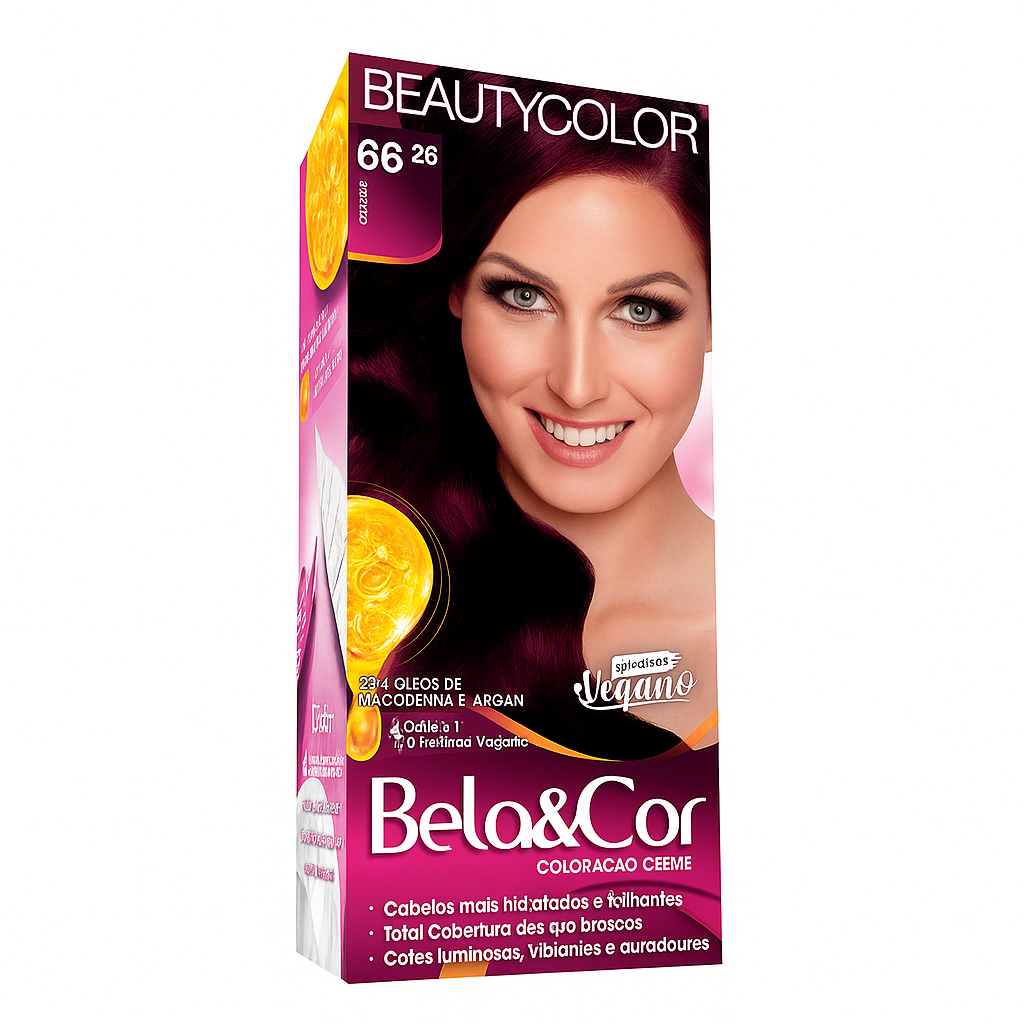 Tintura Coloração Bela e Cor Marsala 66.26 Beauty Color TINTA DE CABELO