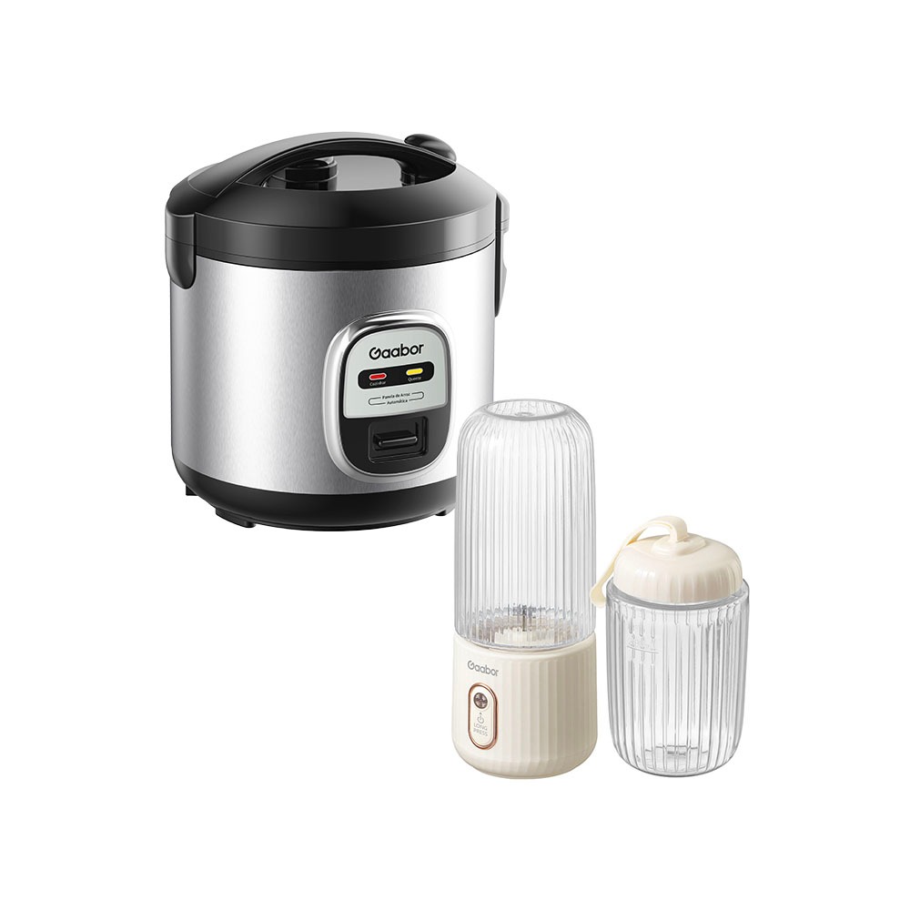 Gaabor Panela de Arroz 2L RC20M + Espremedor de Frutas Portátil USB de Bolso 350 ml + 280 ml FP03T