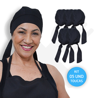 Kit Com 5 Touca Bandana Uniforme Chef Oxford Cozinha Unissex Restaurante Padaria Lanchonete em Oferta na Shopee