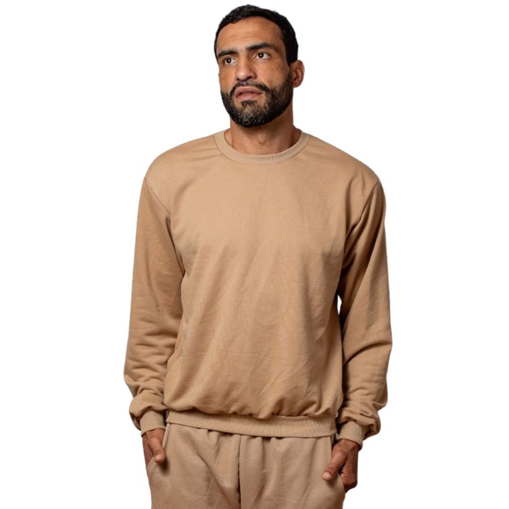 Casaco Moletinho Sem Touca Blusa Manga Comprida Moda Inverno Roupas Masculinas Frio Estilo Elegancia