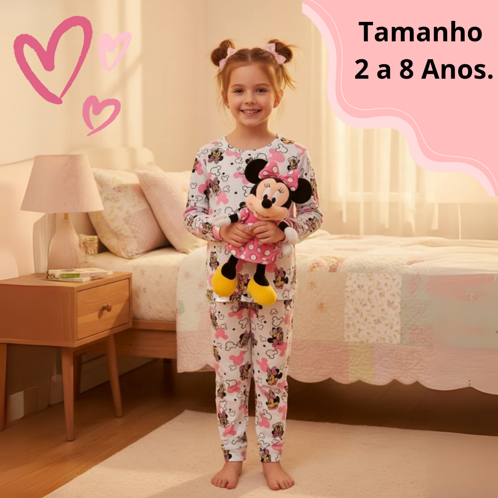 Kit Pijama infantil 100% Algodão Inverno manga longa Menina menino