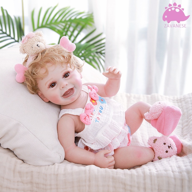 Boneca bebê reborn silicone menina realista pintada 48 cm ZAVANESE em Oferta na Shopee