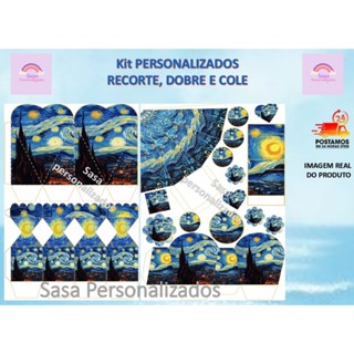 TEMA VAN GOGH  LEMBRANCINHA COM 80/160 ITENS COM OU SEM NOME em Oferta na Shopee