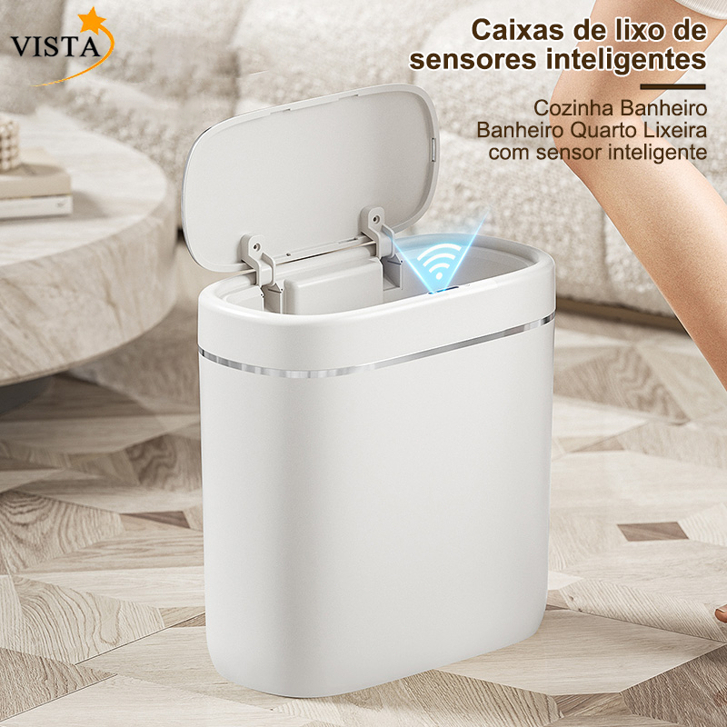 Lixeira Inteligente Automática 13L com Sensor de Movimento Tampa Automática USB VISTA