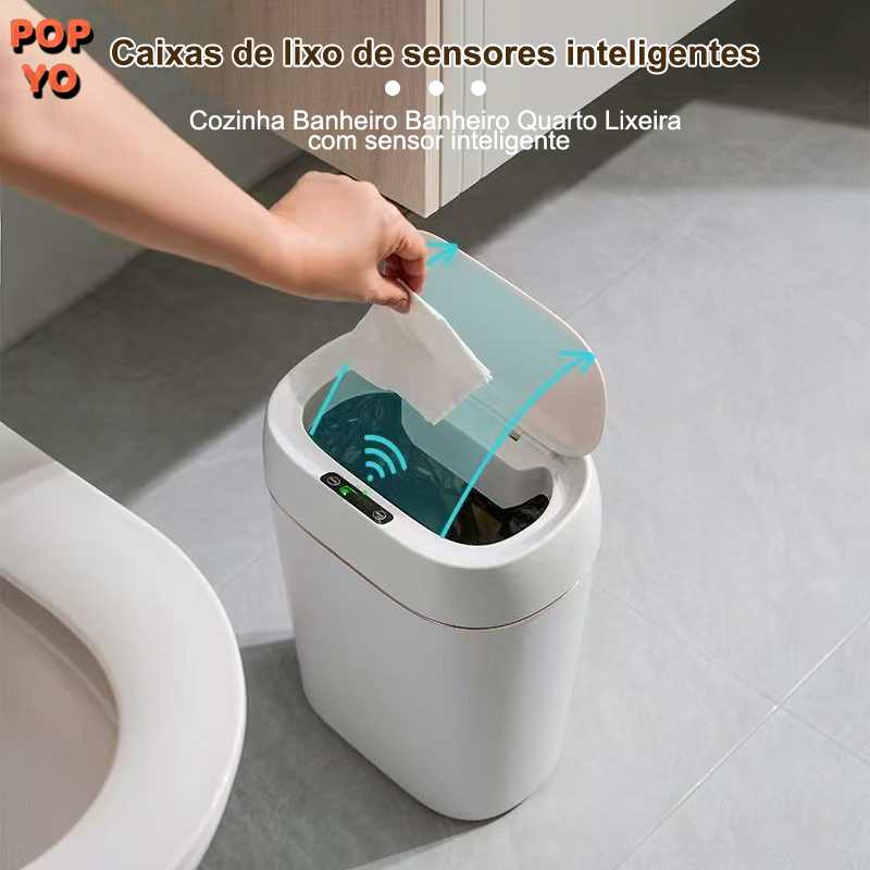 Lixeira Inteligente Automática 13L com Sensor de Movimento Tampa Automática USB POP YO
