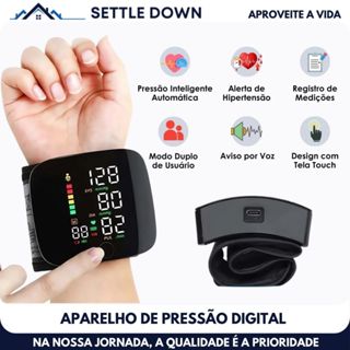 Aparelho De Pressão Digital Monitor De Pressão Arterial De Pulso Recarregável Alta BP Esfigmomanômetro em Oferta na Shopee
