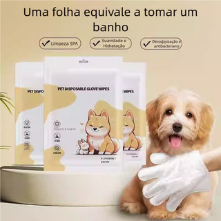 Luvas descartáveis para animais de estimação, toalhetes descartáveis para banho de cães e…