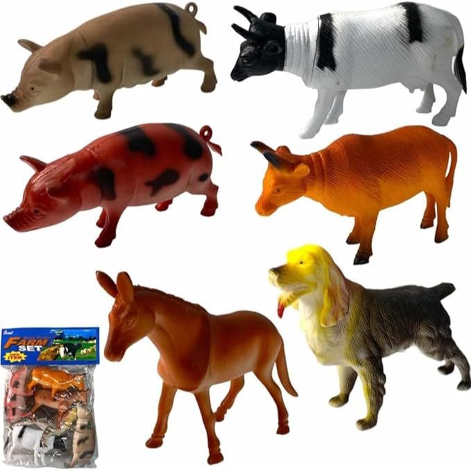Kit de Animais da Fazenda Brinquedos de Borracha em Miniatura 6 unidades em Oferta na Shopee