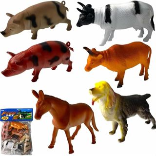 Kit de Animais da Fazenda Brinquedos de Borracha em Miniatura 6 unidades em Oferta na Shopee