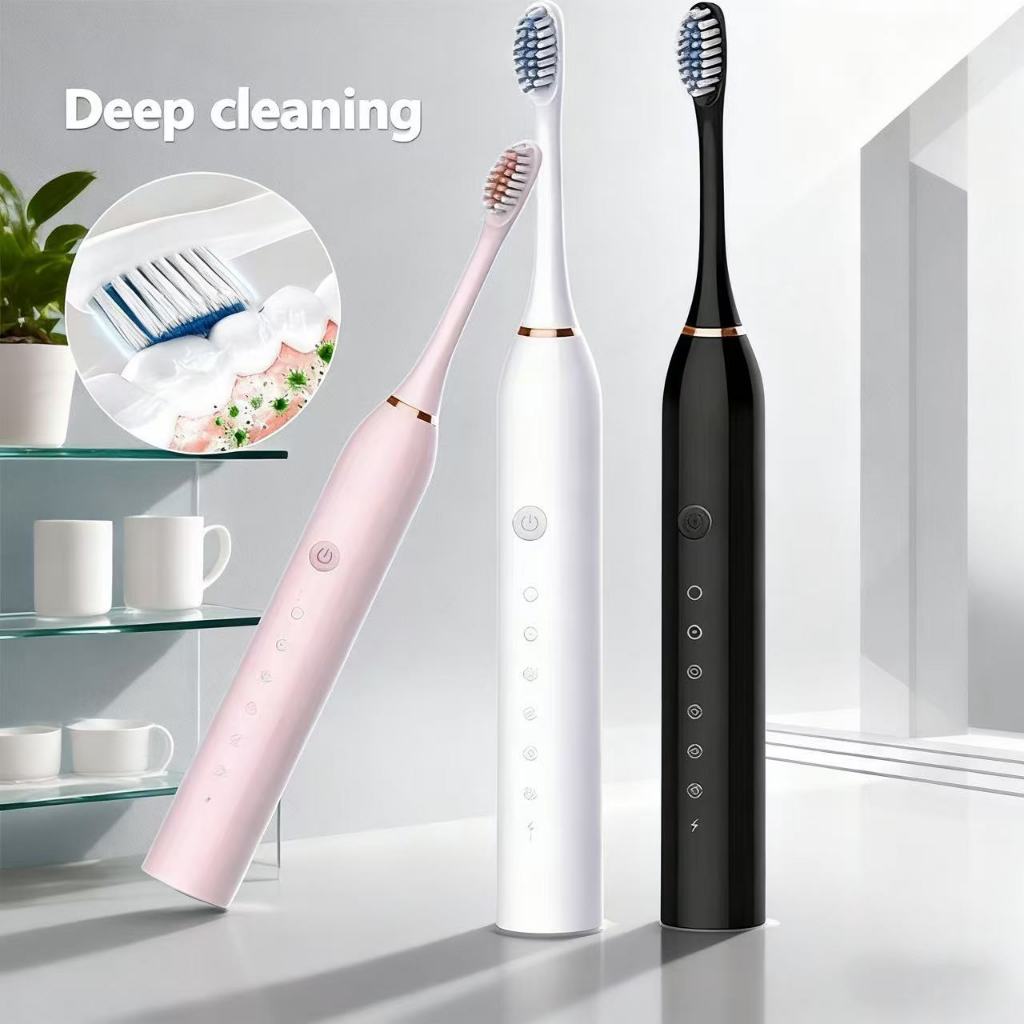 Escova Elétrica Ultrassônica IPX7 à Prova d'Água · Limpeza Profunda 360° · Com Cabeça Substituível