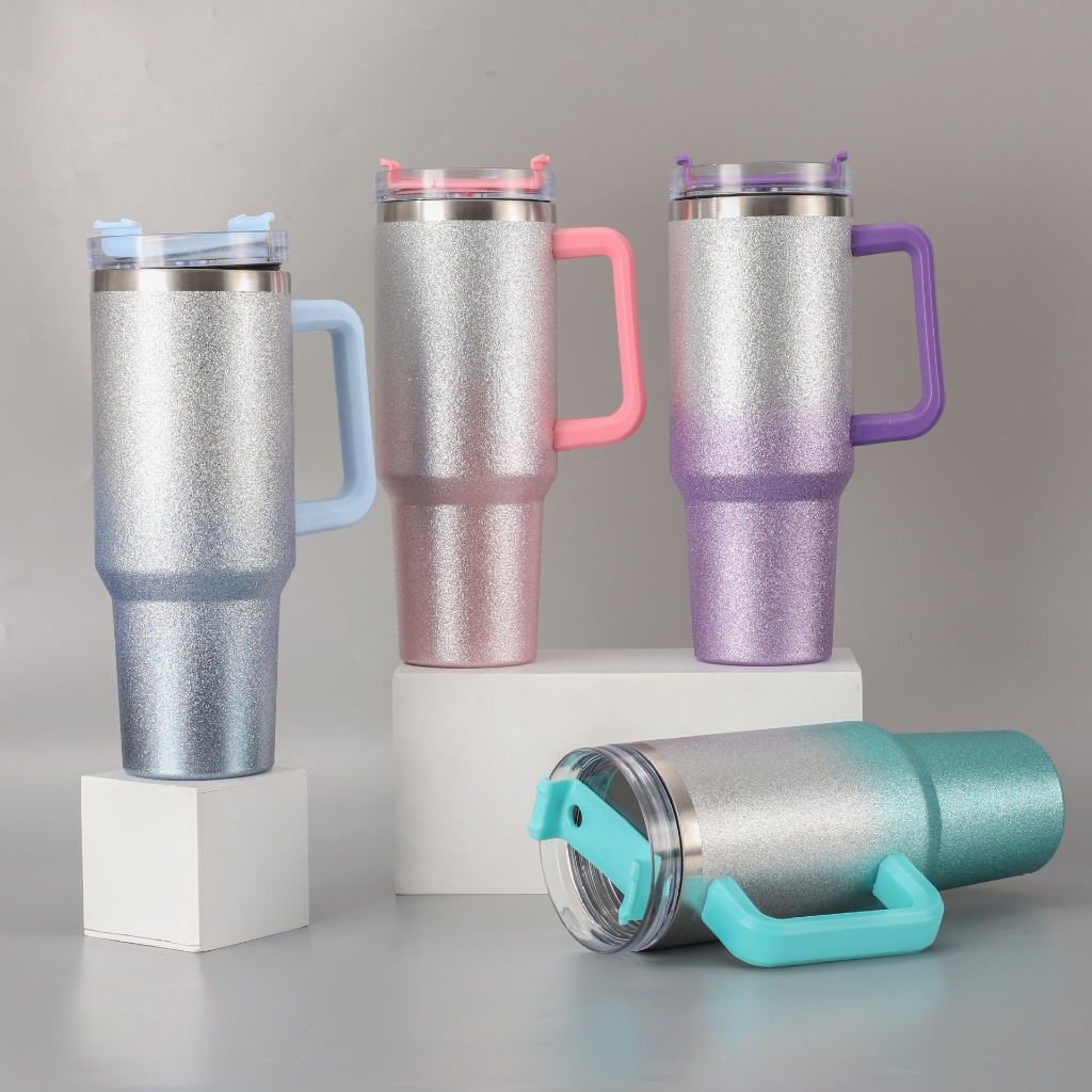 Copo garrafa Térmica Inox 1200ml Parede Dupla tampa Canudo Premium Cor Degrade