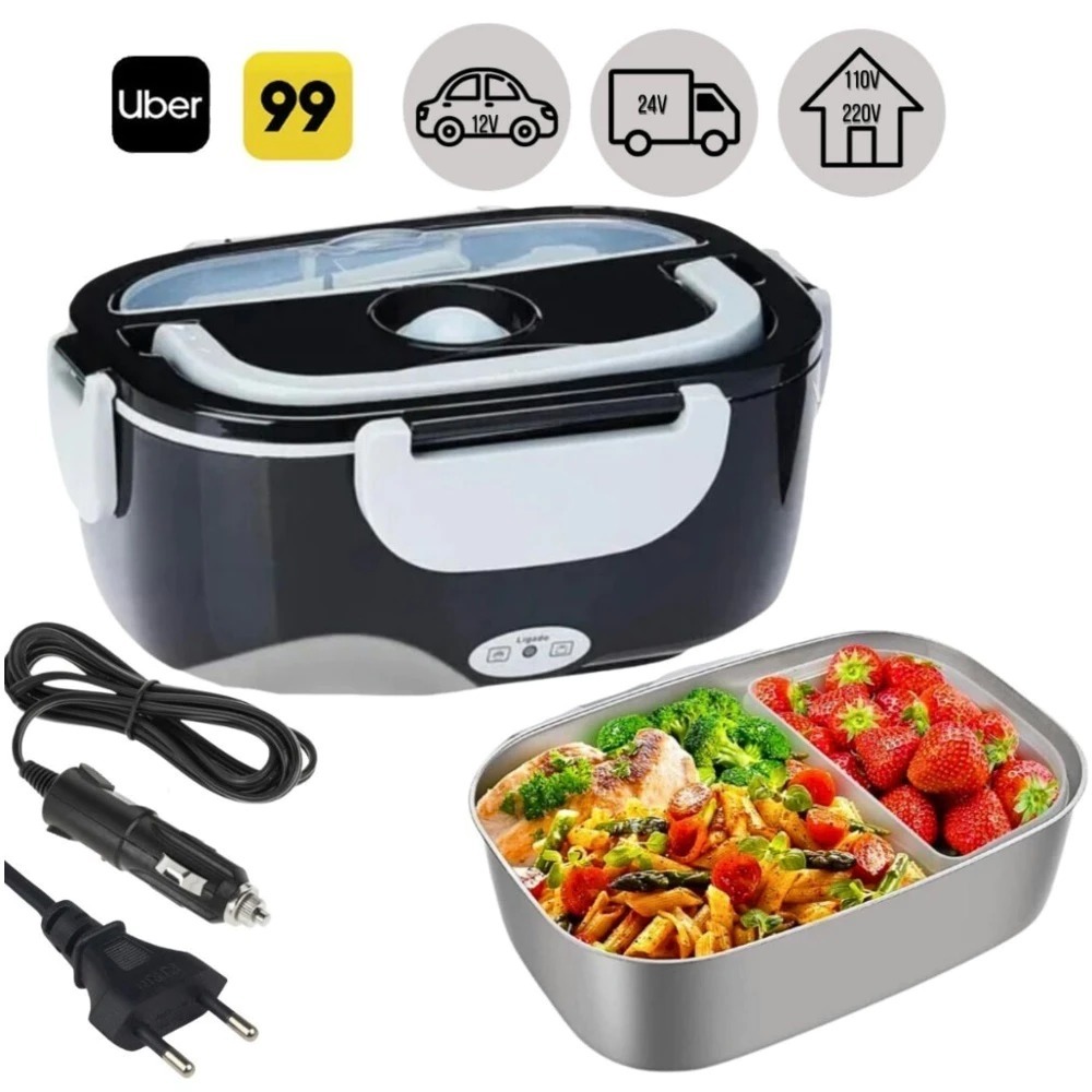Marmita Elétrica Veicular Bivolt - 110V/220V E 12V/24V-Marmita Térmica Para Comida em Oferta na Shopee