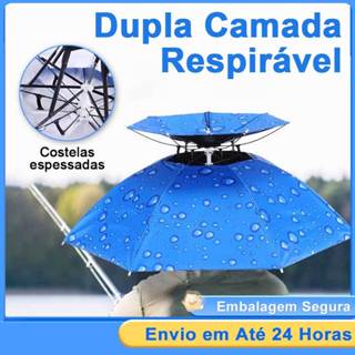 Guarda Sol Chuva Cabeça Chapeu Pesca Trilha Proteção  Dupla Utilização Ajustável 77 Cm em Oferta na Shopee