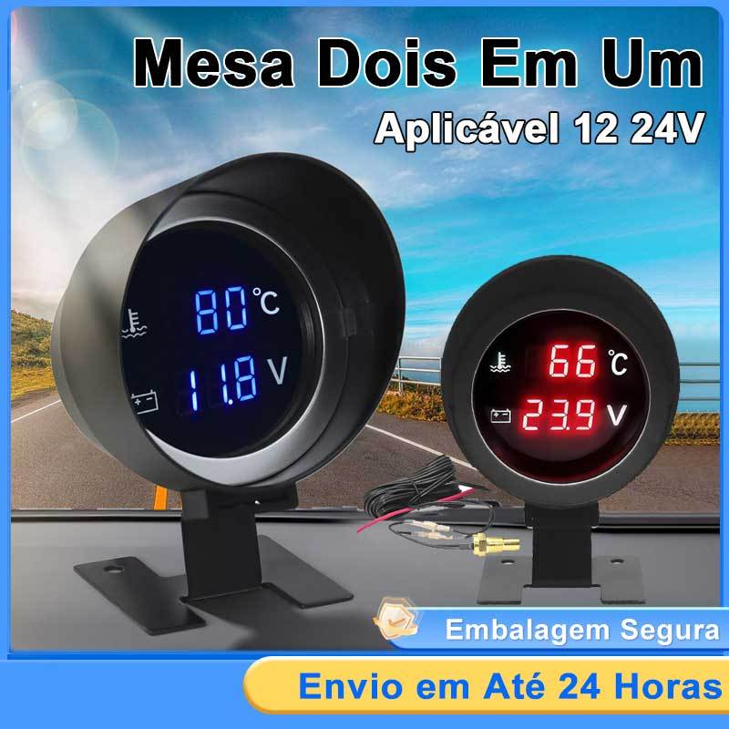 Medidor 2 em 1 Temperatura Água + Voltímetro Digital LED | Universal 12V/24V | Alarme | Para Carro/Moto em Oferta na Shopee