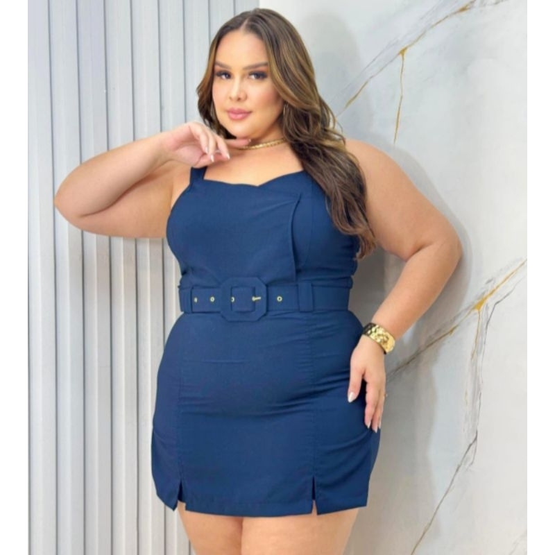 Macacão Plus Size Cintura Alta com laycra Jardineira Short Saia Blusa alcinha 46a52