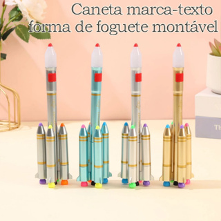 4 Cores Marca Texto Formato De Foguete Removível Montagem pastéis/fluorescência/material escolar/mini lembrancinha em Oferta na Shopee